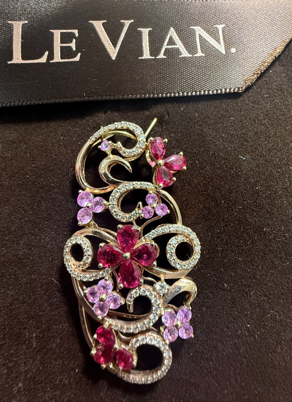 LE VIAN 14k Rose Gold .67ct Diamond, Pink Sapp & Ruby Pnd Retail $10,097.50